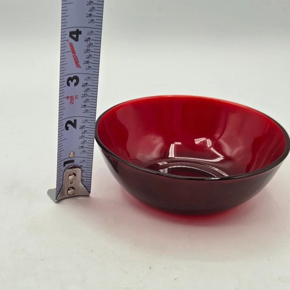 Set Of 2 ARCOROC (France) Ruby Red‎ Glass Fruit/Dessert Bowls VINTAGE